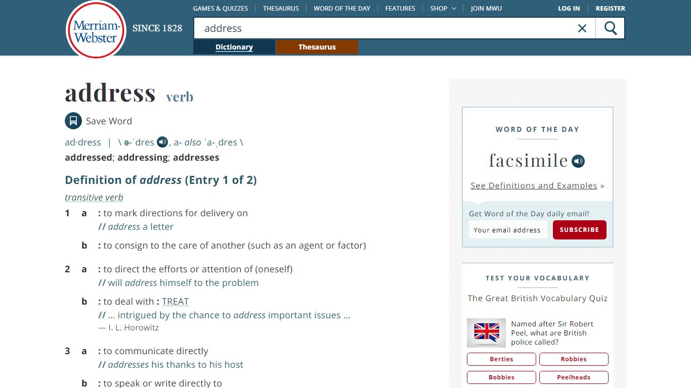 Address Definition & Meaning - Merriam-Webster