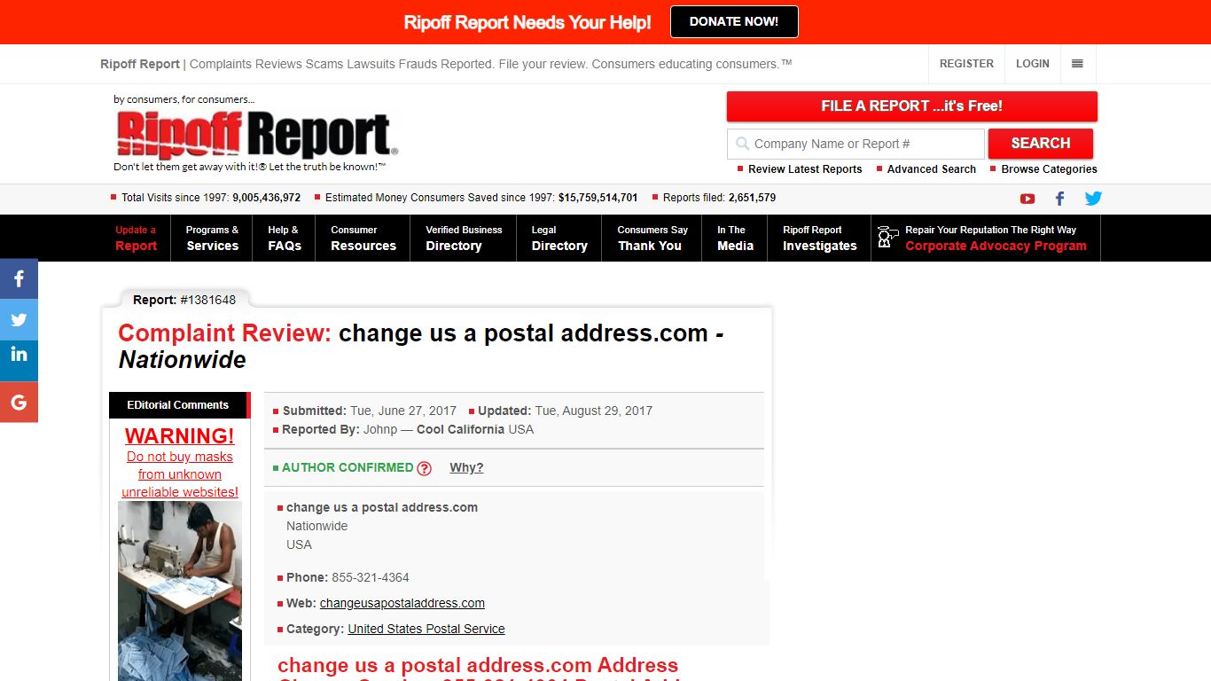 Ripoff Report | Change us a postal address. Review - Nationwide